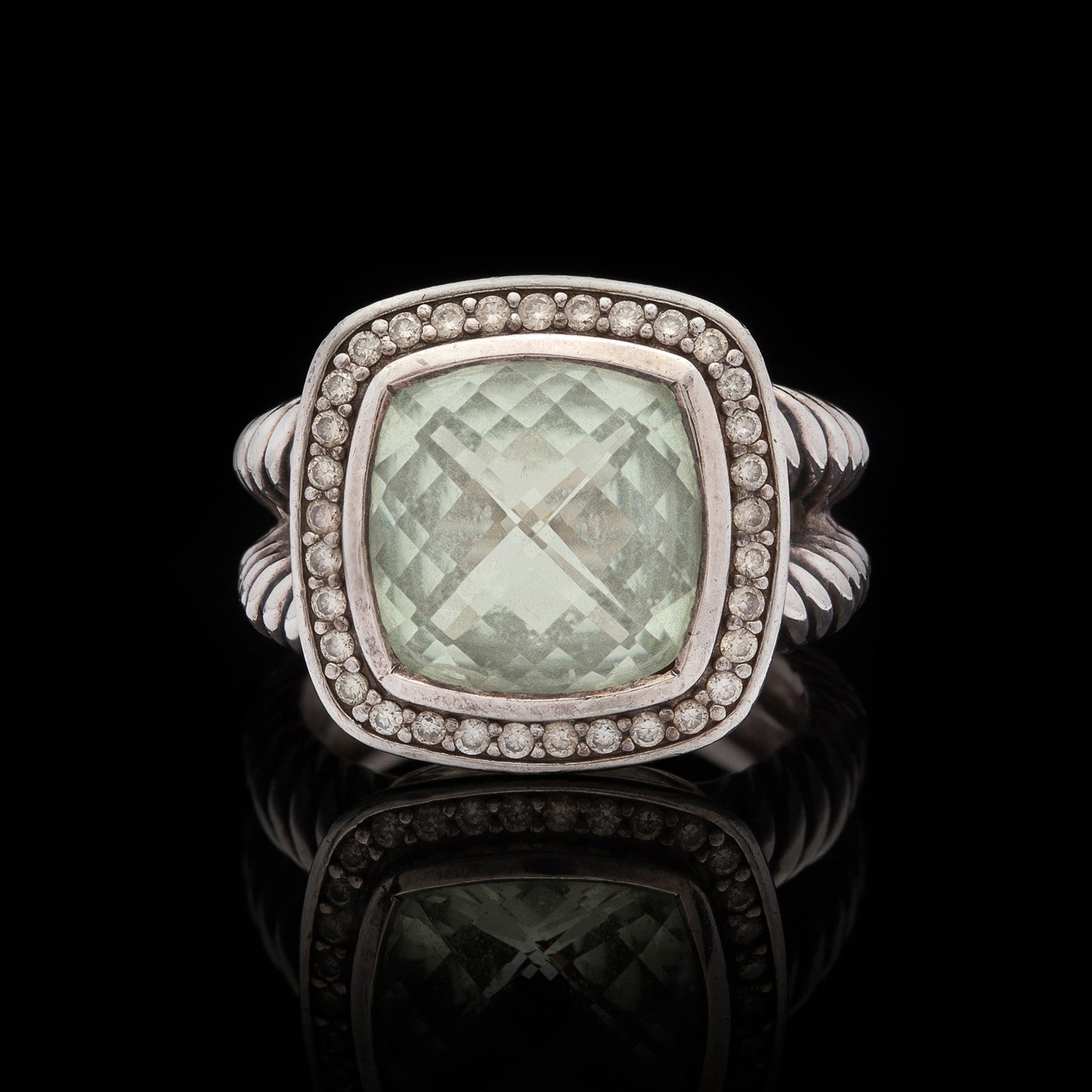 David Yurman Albion Prasiolite Diamond Ring 66mint Fine Estate
