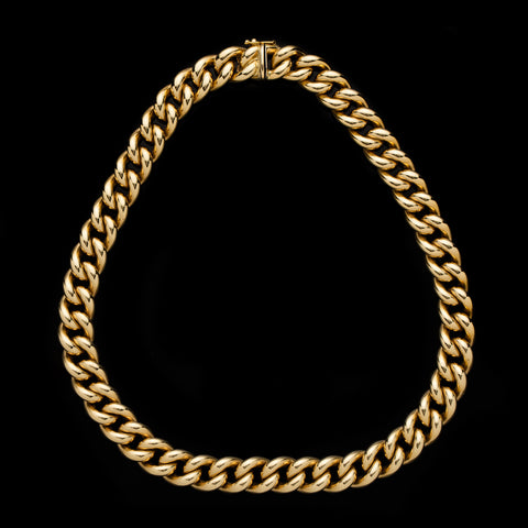 Vintage 18k Yellow Gold Curb Link Necklace, Italy