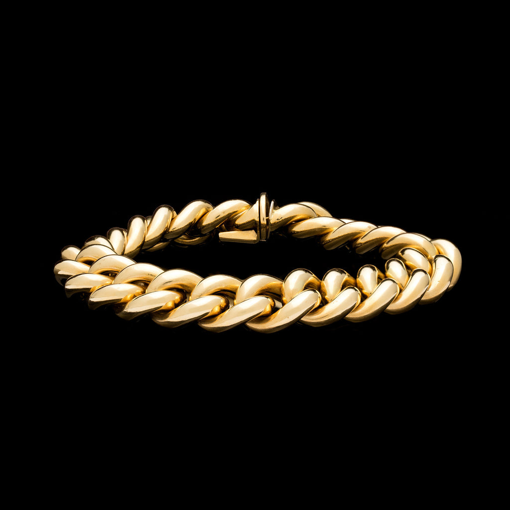 Vintage 18k Yellow Gold Curb Link Bracelet, Italy