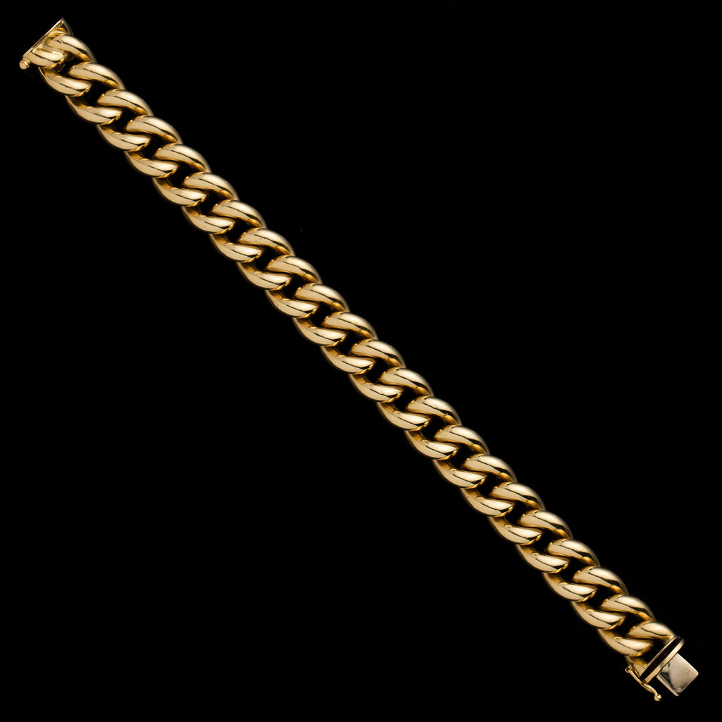Vintage 18k Yellow Gold Curb Link Bracelet, Italy