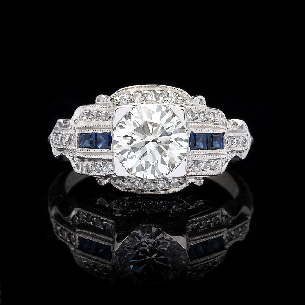 GIA 1.26-ct G/VVS2 Diamond & Sapphire Engagement Ring