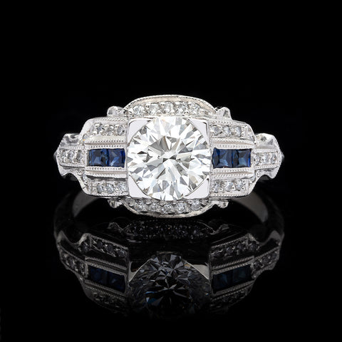 GIA 1.26-ct G/VVS2 Diamond & Sapphire Engagement Ring
