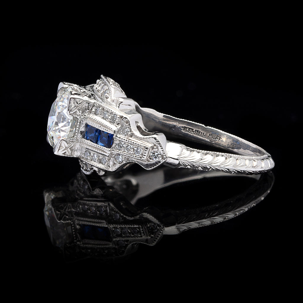 GIA 1.26-ct G/VVS2 Diamond & Sapphire Engagement Ring
