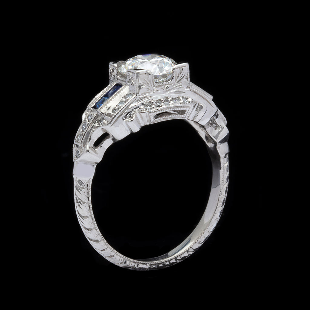 GIA 1.26-ct G/VVS2 Diamond & Sapphire Engagement Ring