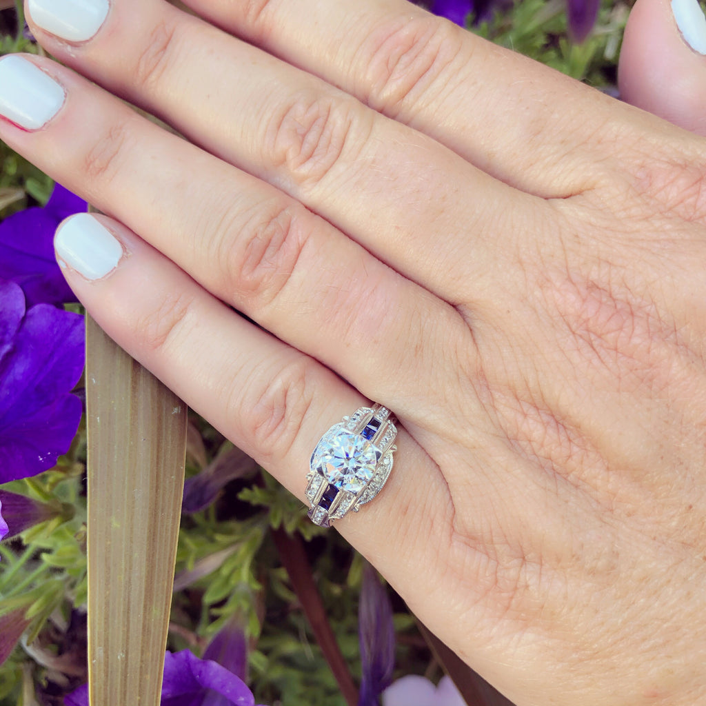 GIA 1.26-ct G/VVS2 Diamond & Sapphire Engagement Ring