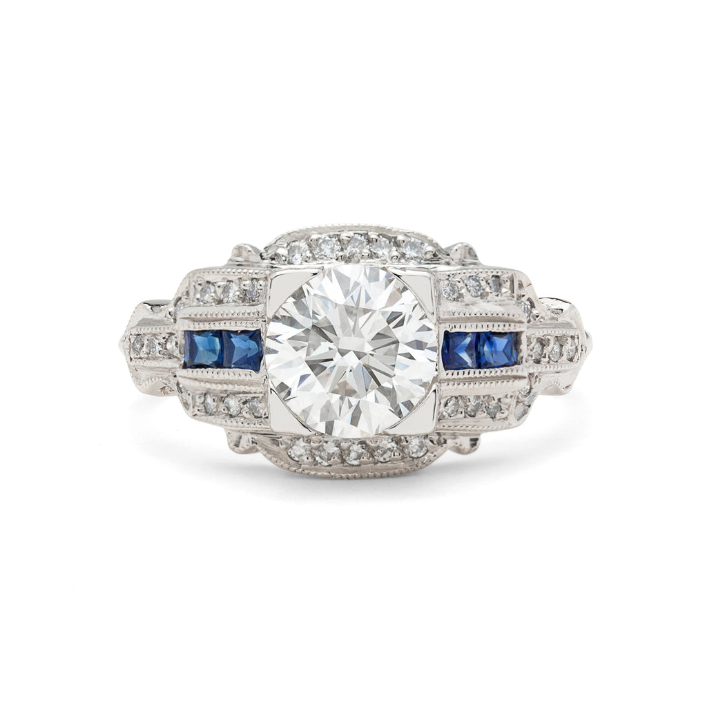 GIA 1.26-ct G/VVS2 Diamond & Sapphire Engagement Ring