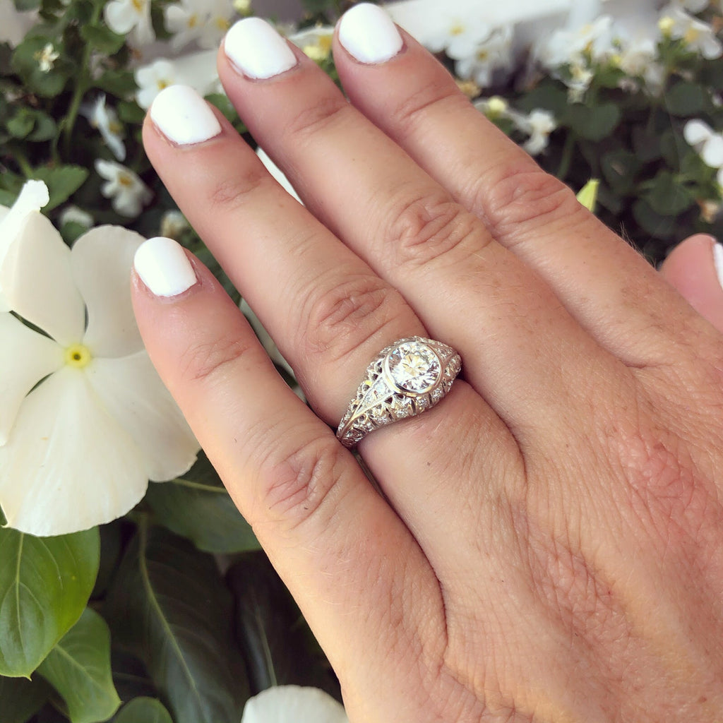 GIA 1.13-ct G/SI2 Diamond Platinum Engagement Ring