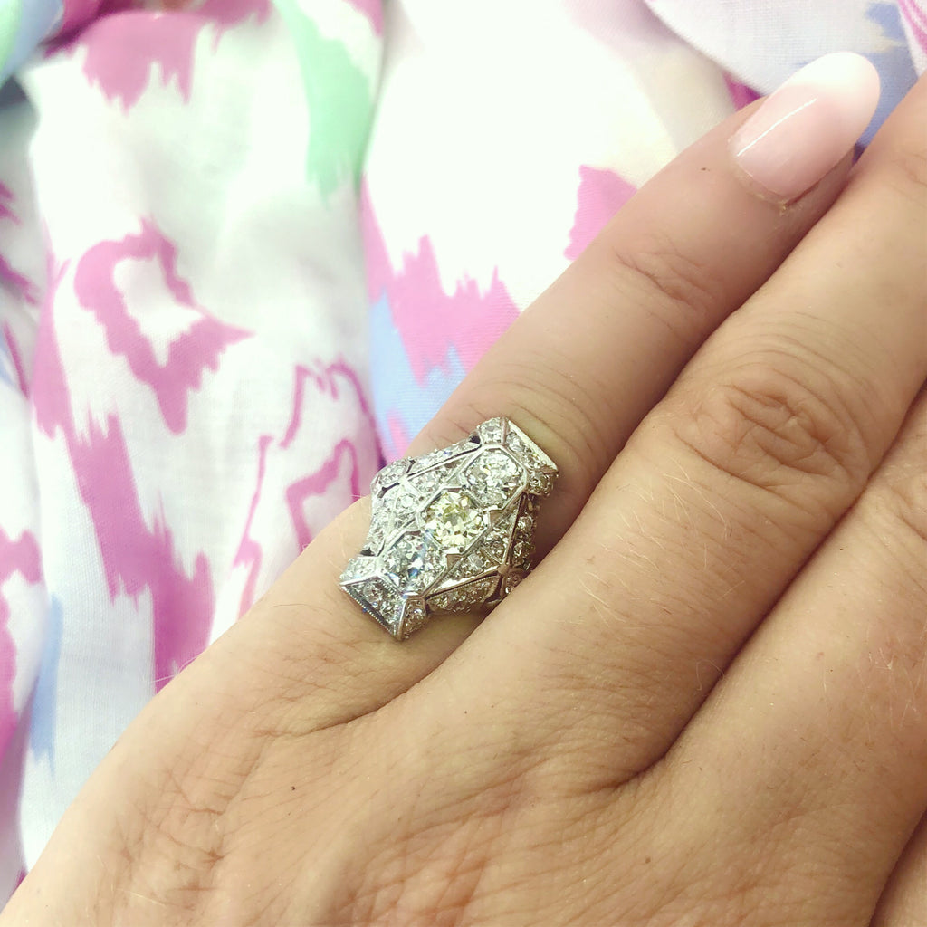 Edwardian Old European Cut Diamond Dinner Ring, circa 1915