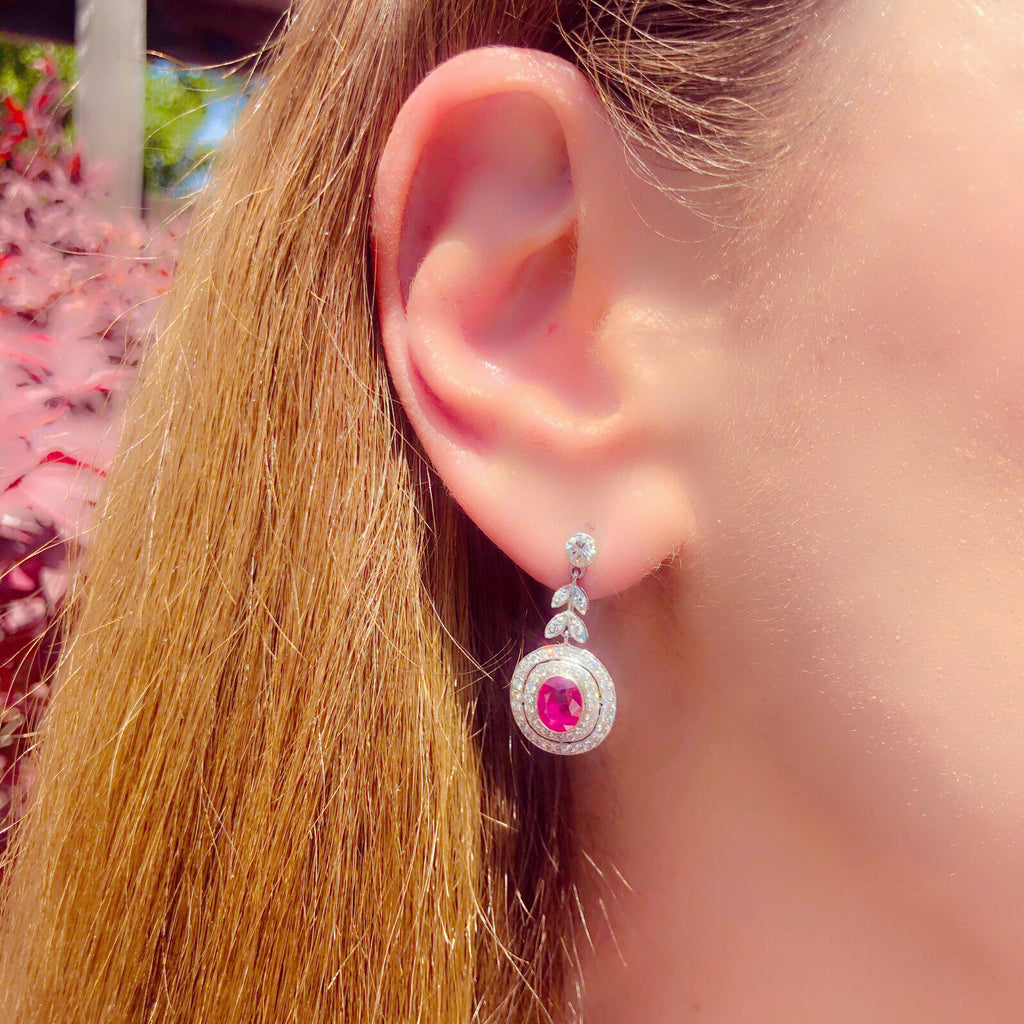 Burmese Ruby Dangle Earrings