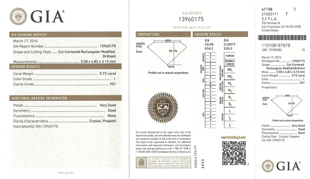 GIA 0.72-ct I/VS1 Radiant Cut Loose Diamond