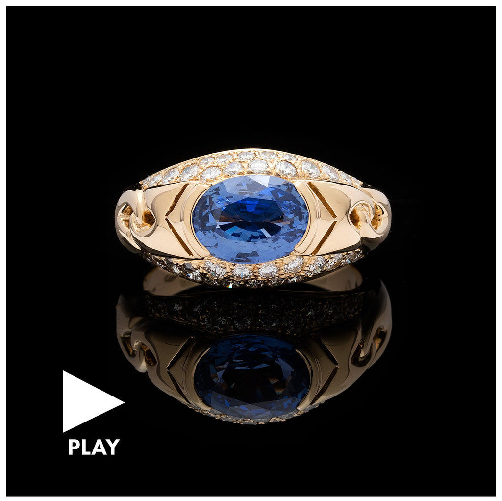 Men's Bvlgari Blue Sapphire Three Stone Men's Ring – Joseph Saidian & Sons
