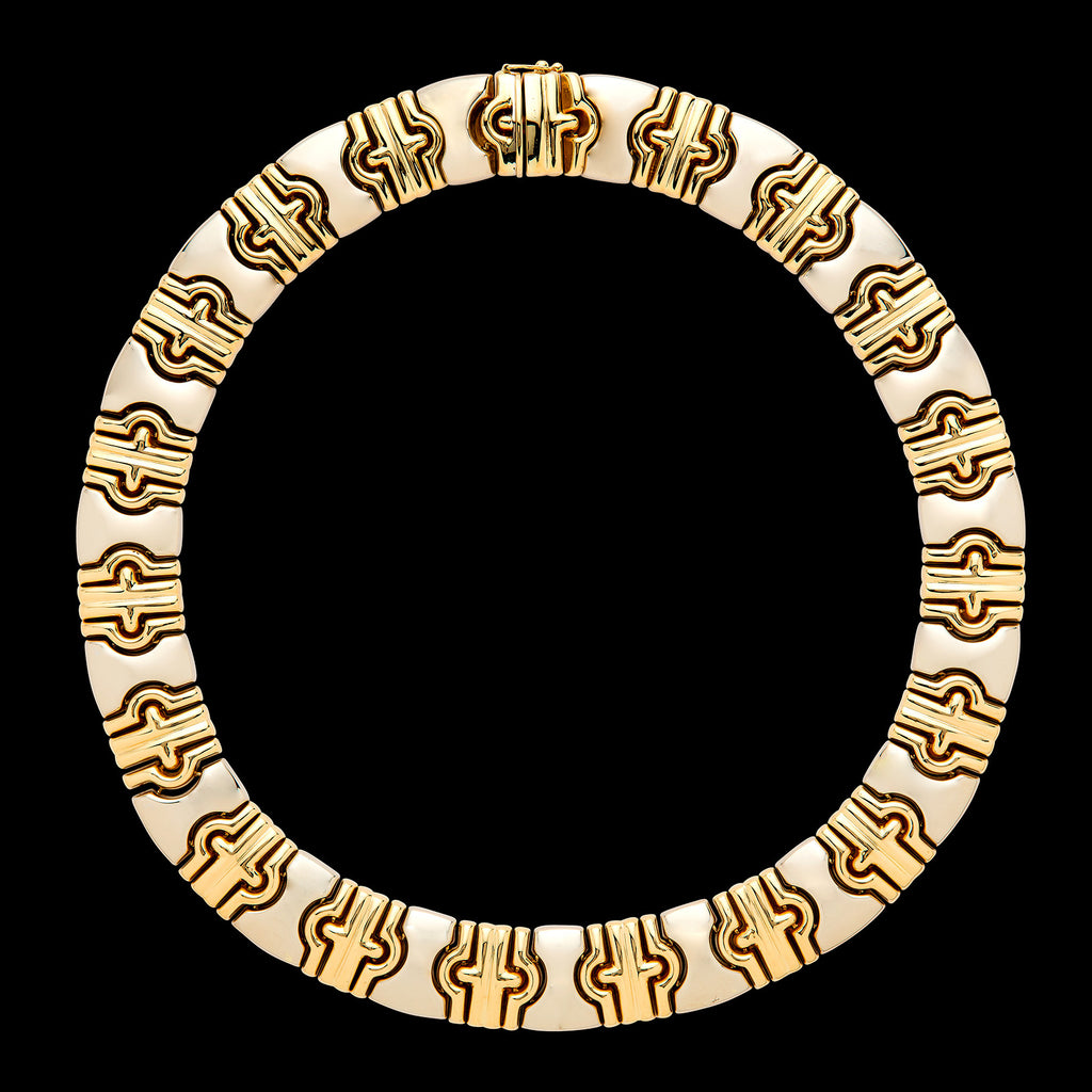 18k Bi-Color Gold Collar Necklace, Italy