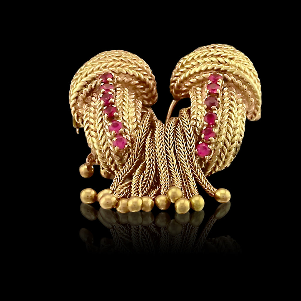 Estate 14k Yellow Gold Small Retro Style Brooch