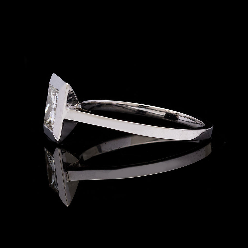 GIA 1.06-ct Modified Princess-Cut Diamond 18k White Gold Ring