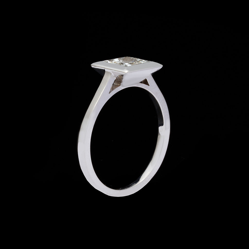 GIA 1.06-ct Modified Princess-Cut Diamond 18k White Gold Ring