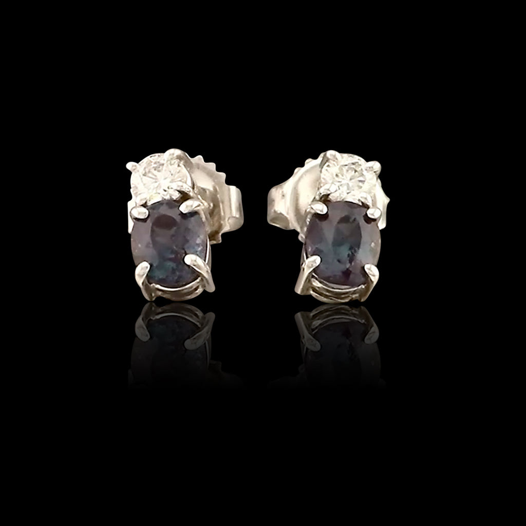 1.20ct tw Alexandrite Diamond Gold Earrings