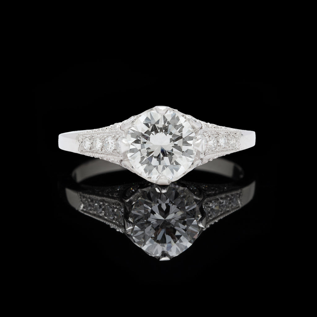 GIA 1.16 carat H/VS1 in Gorgeous French Custom Platinum Ring