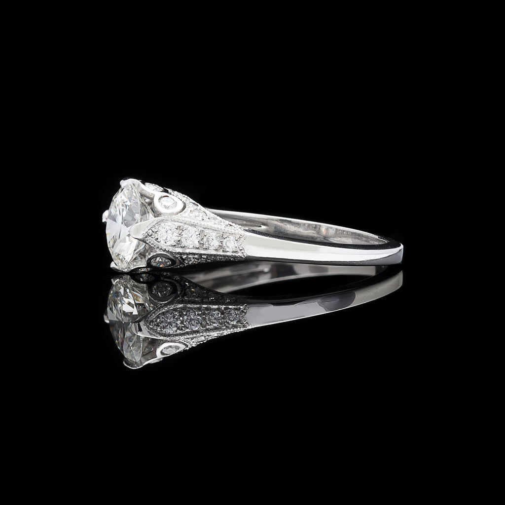 GIA 1.16 carat H/VS1 in Gorgeous French Custom Platinum Ring