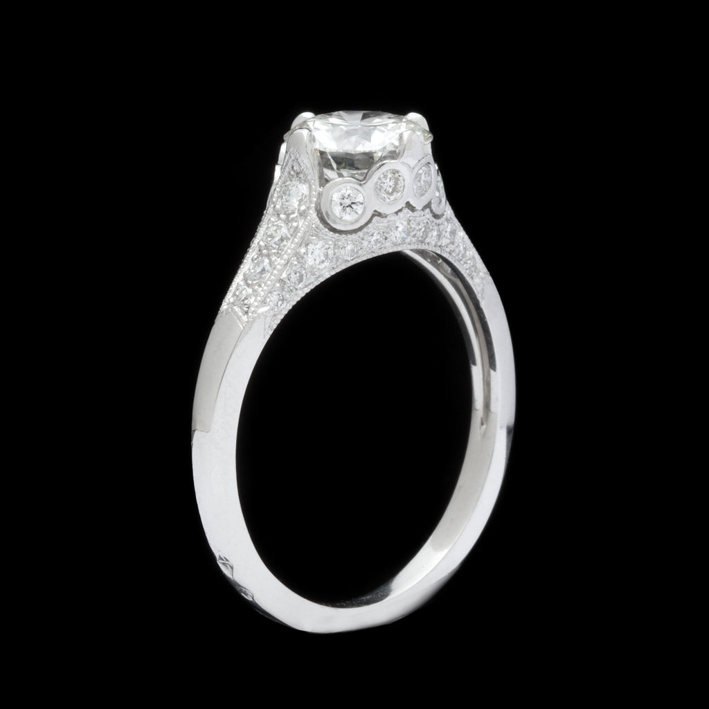 GIA 1.16 carat H/VS1 in Gorgeous French Custom Platinum Ring