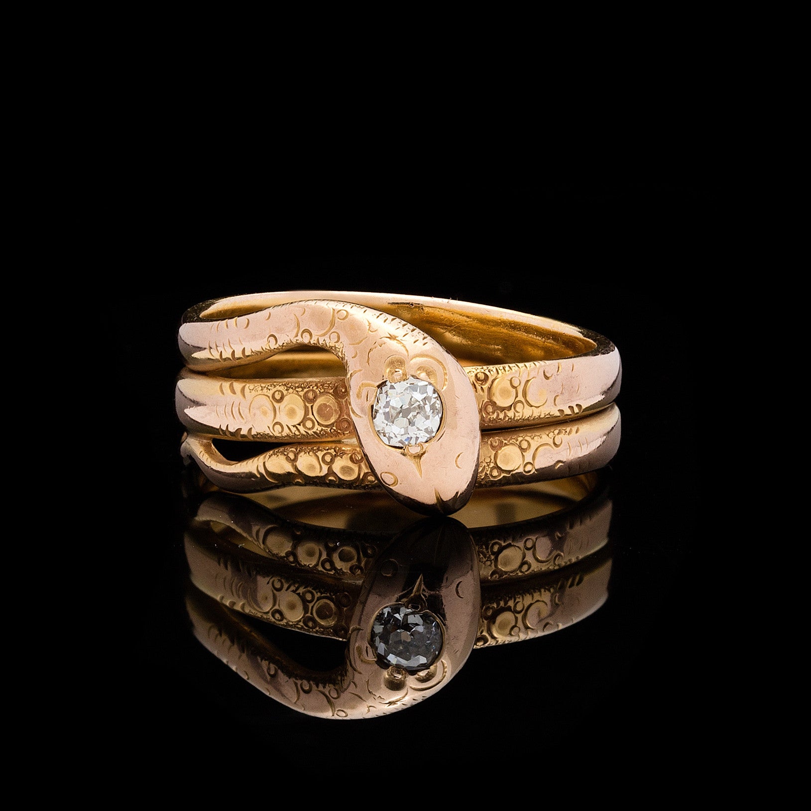 Antique Victorian Old Mine Diamond Snake Ring 66mint Fine Estate