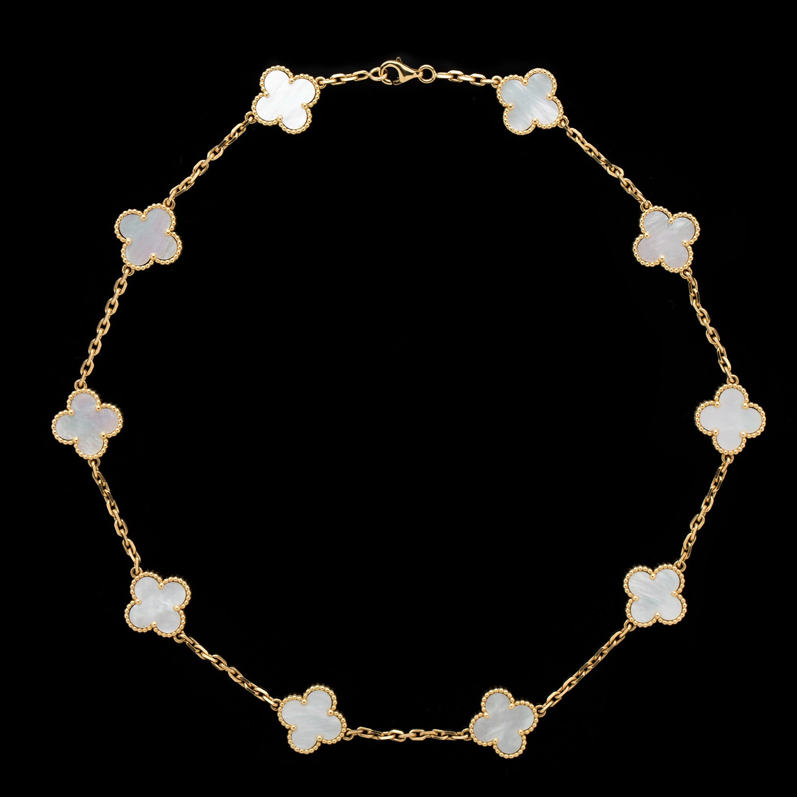 Van Cleef Designer Brand Jewelry Van Cleef Arpels Alhambra 10 Mother Of Pearl Clover Motifs Necklace