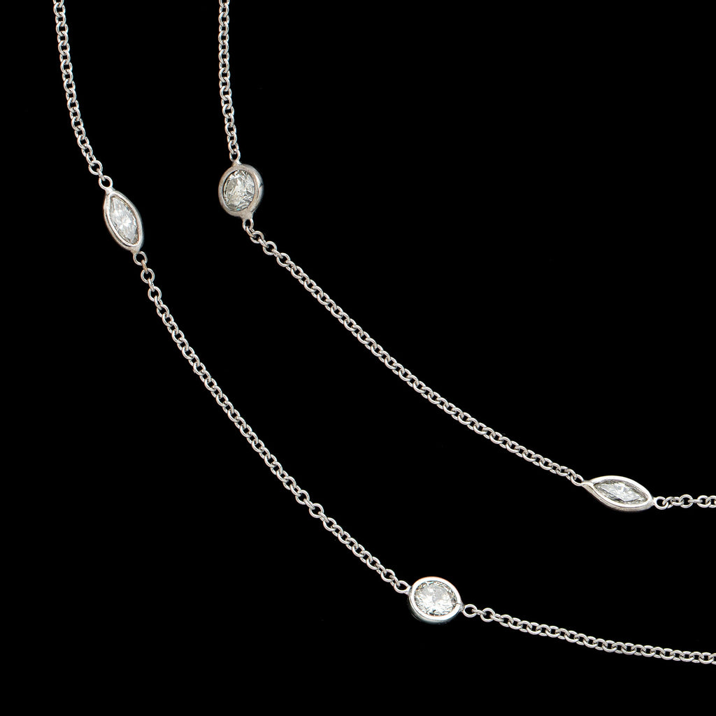 36" Diamonds By The Yard Necklace Featuring Rounds & Marquises