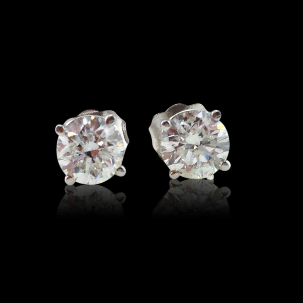 Diamond and 14k White Gold Stud Earrings