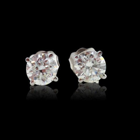 Diamond and 14k White Gold Stud Earrings