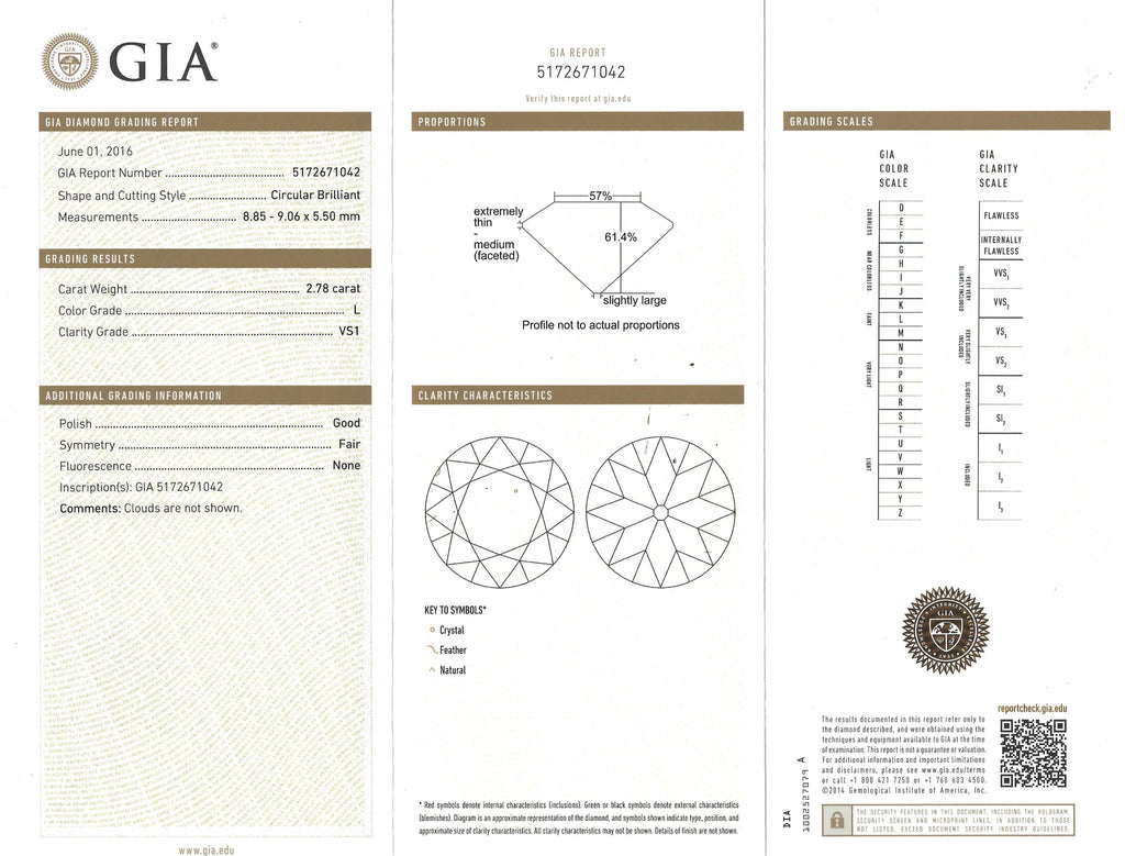 GIA 2.78-ct L/VS1 Round Transitional Cut Loose Diamond
