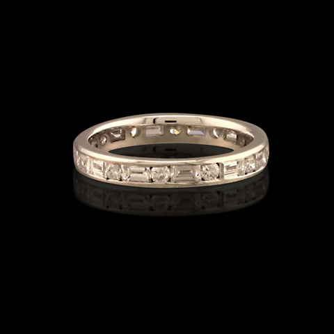 Alternating Baguette & Round Brilliant-Cut Diamond Eternity Band Ring