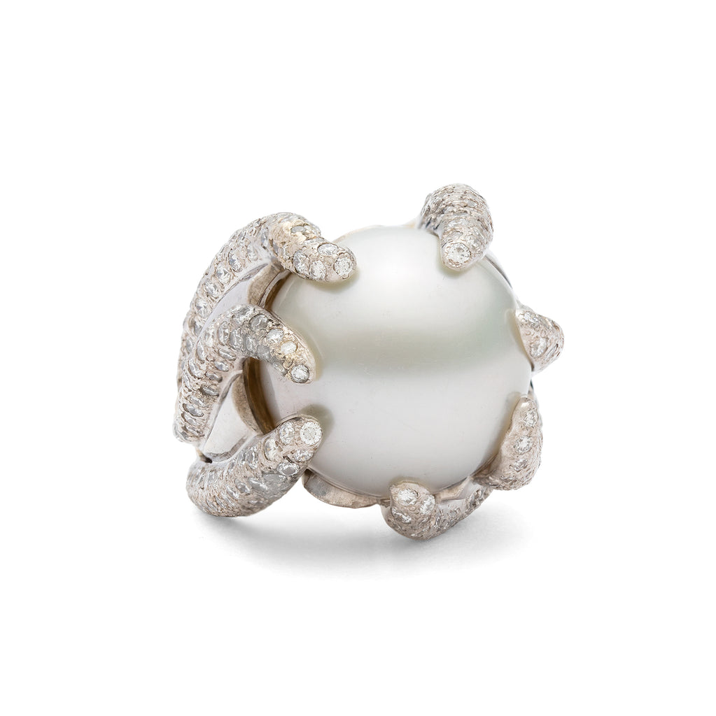 16.8mm South Sea Pearl Diamond Gold Ring