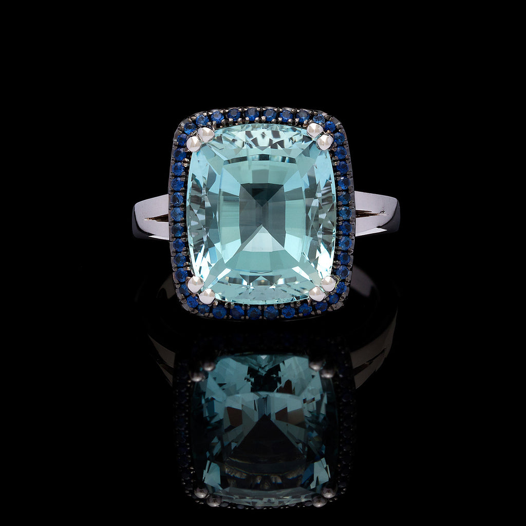 Aquamarine and Sapphire Ring