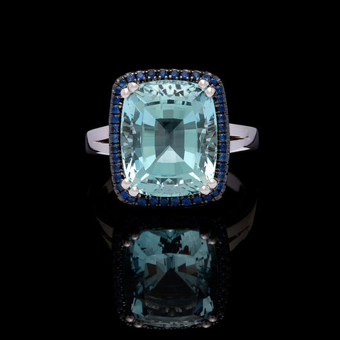 Aquamarine and Sapphire Ring