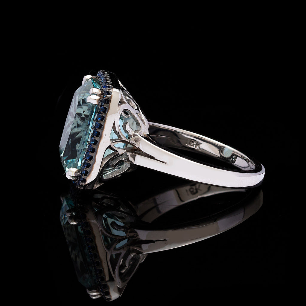 Aquamarine and Sapphire Ring