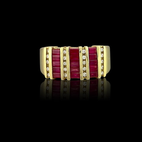 Ruby Diamond Gold Band Ring