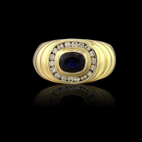 Gents’ Sapphire Diamond Gold Ring