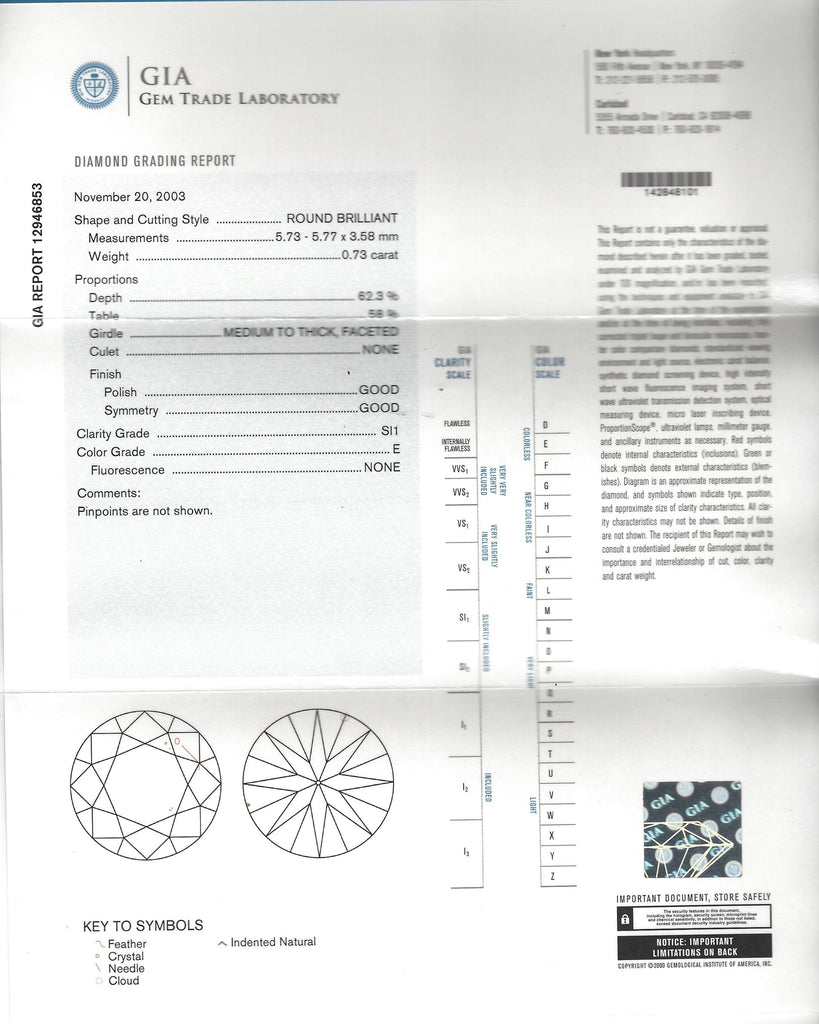 GIA 0.73-ct E/SI1 Round Brilliant Loose Diamond