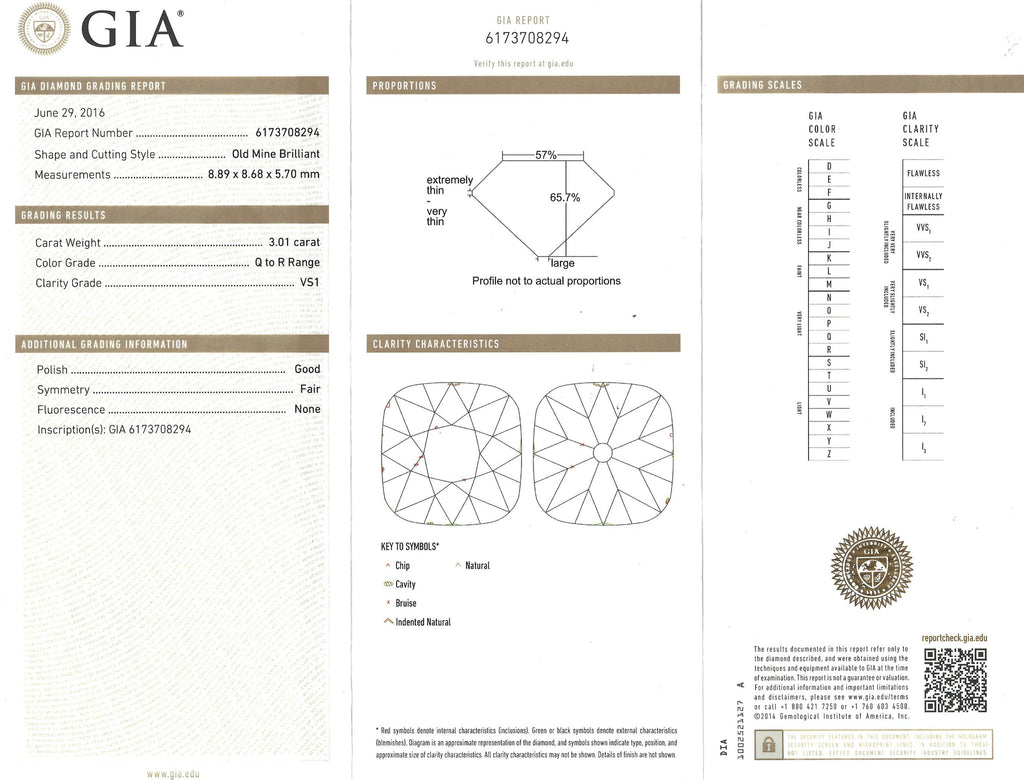 GIA 3.01-ct Q-R/VS1 Old Mine Brilliant Loose Diamond