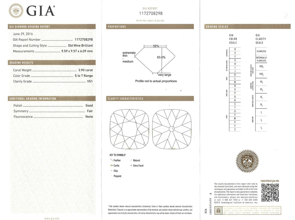 GIA 3.90-ct S-T/VS1 Old Mine Brilliant Loose Diamond