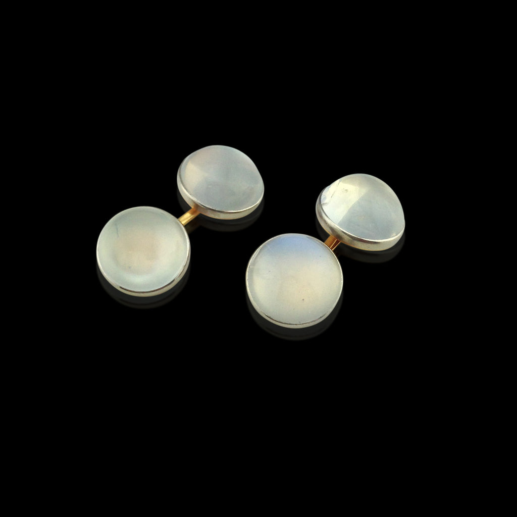 Estate Moonstone, Platinum and Gold Cufflinks