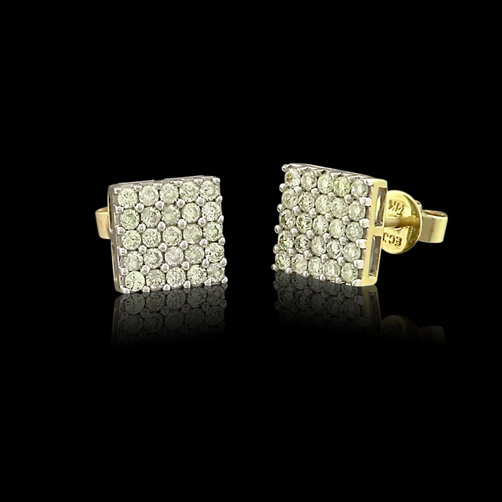 0.75ct tw Diamond Square Shape Gold Stud Earrings