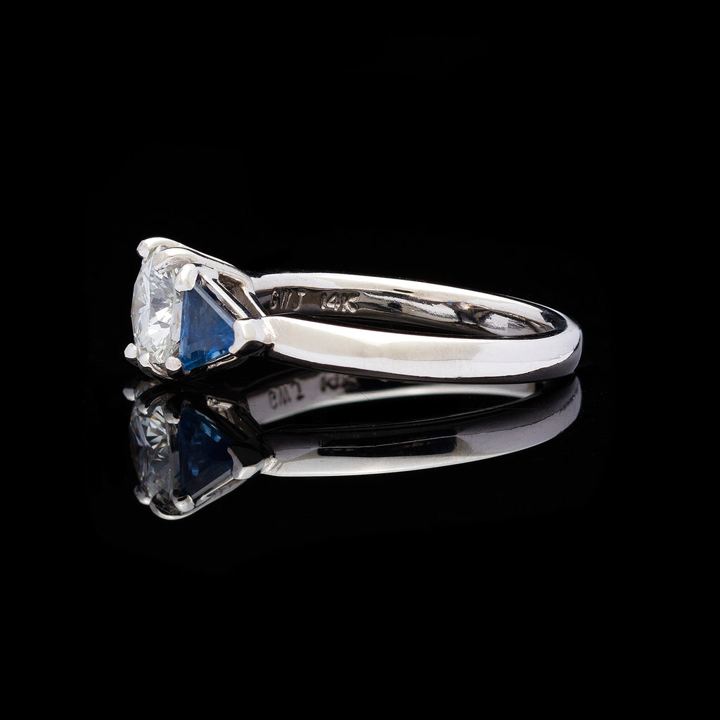 3-Stone Diamond Sapphire Gold Ring