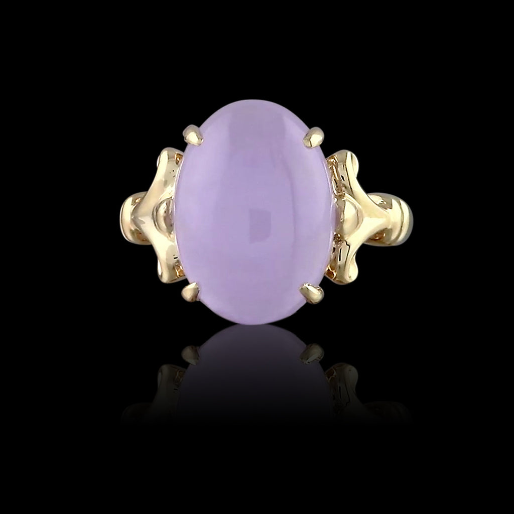 Lavender Jade Gold Fleur De Lis Ring