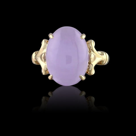 Lavender Jade Gold Fleur De Lis Ring