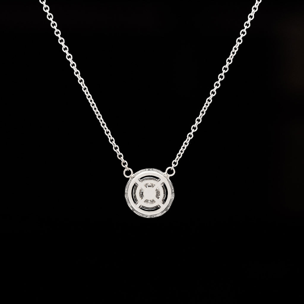 0.95-ct Diamond Halo White Gold Pendant Necklace