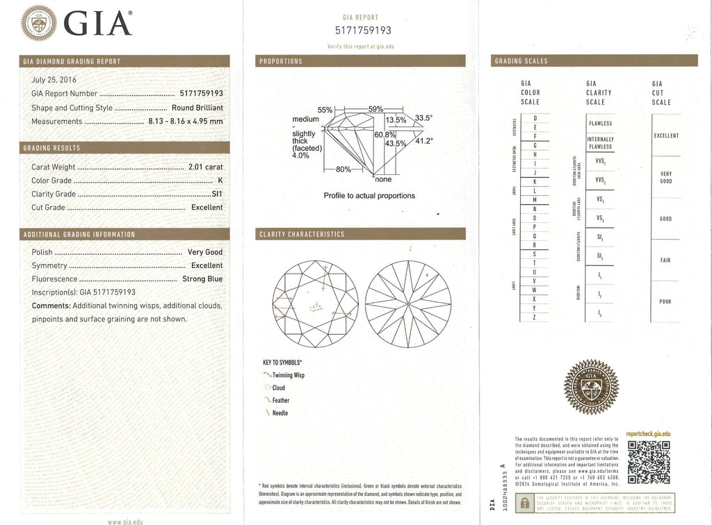 GIA 2.01-ct K/SI1 Round Brilliant Loose Diamond