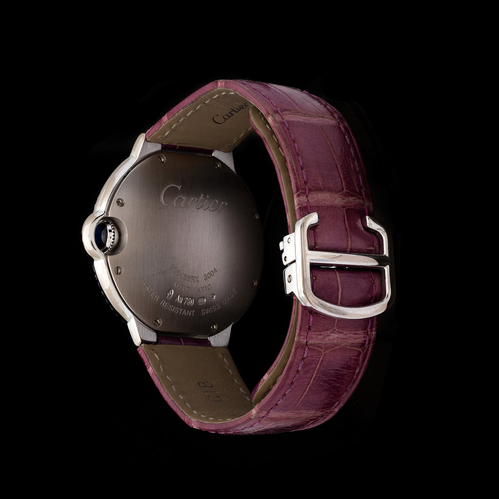 Cartier Ballon Bleu 36mm 18k White Gold Diamond Bezel Watch