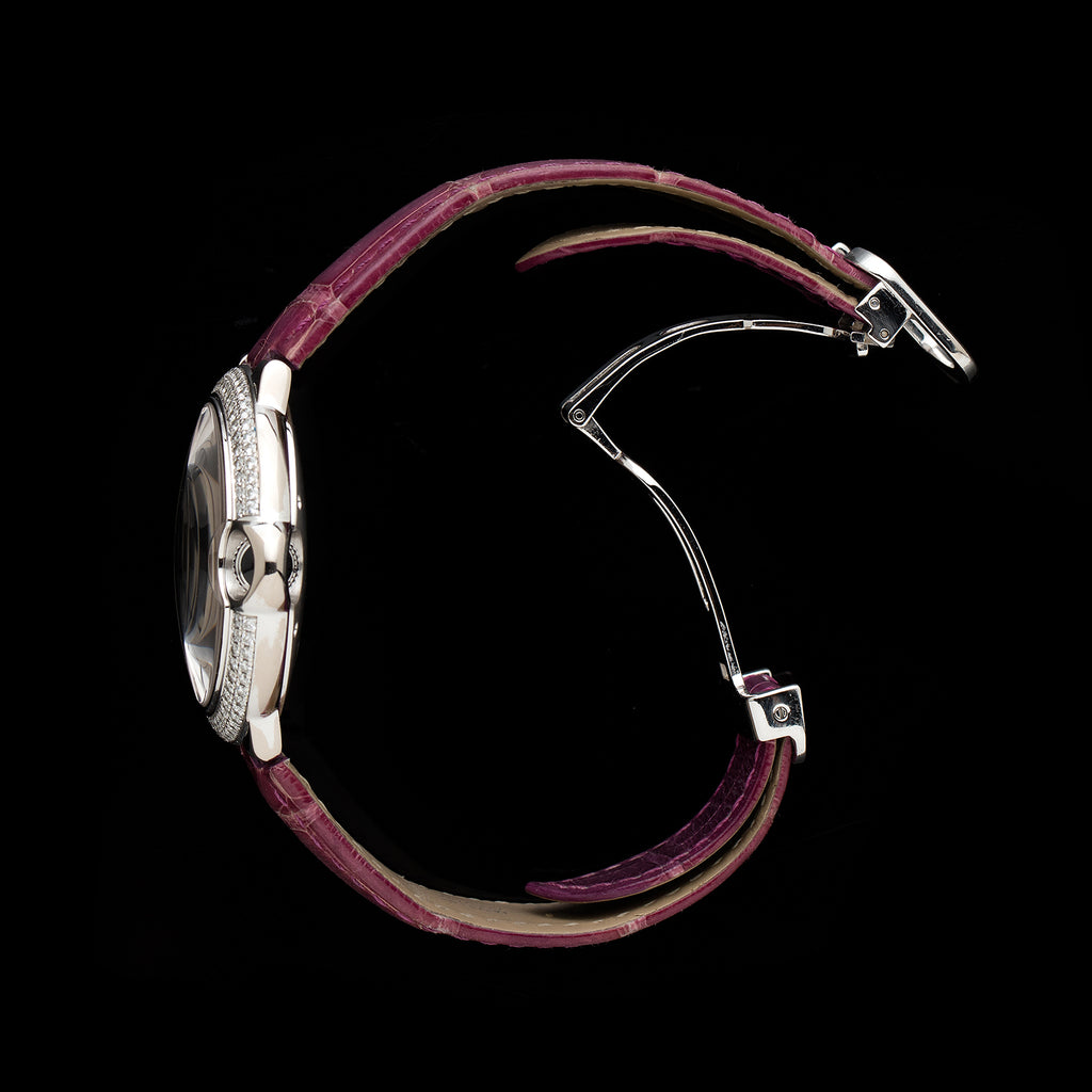 Cartier Ballon Bleu 36mm 18k White Gold Diamond Bezel Watch