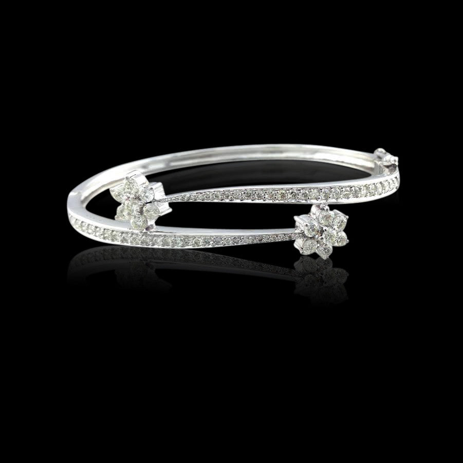 Diamond and 14k White Gold Bangle Bracelet