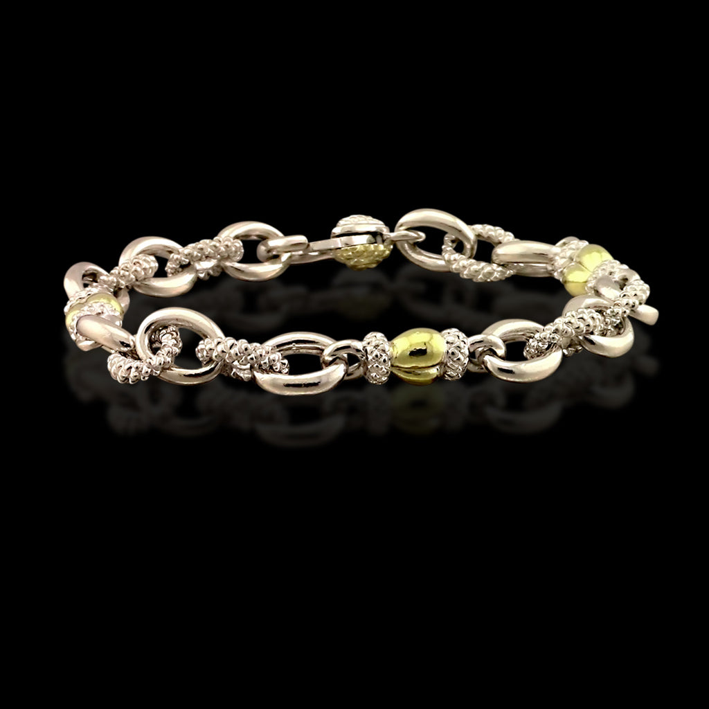 Judith Ripka Sterling Silver Yellow Gold Link Bracelet
